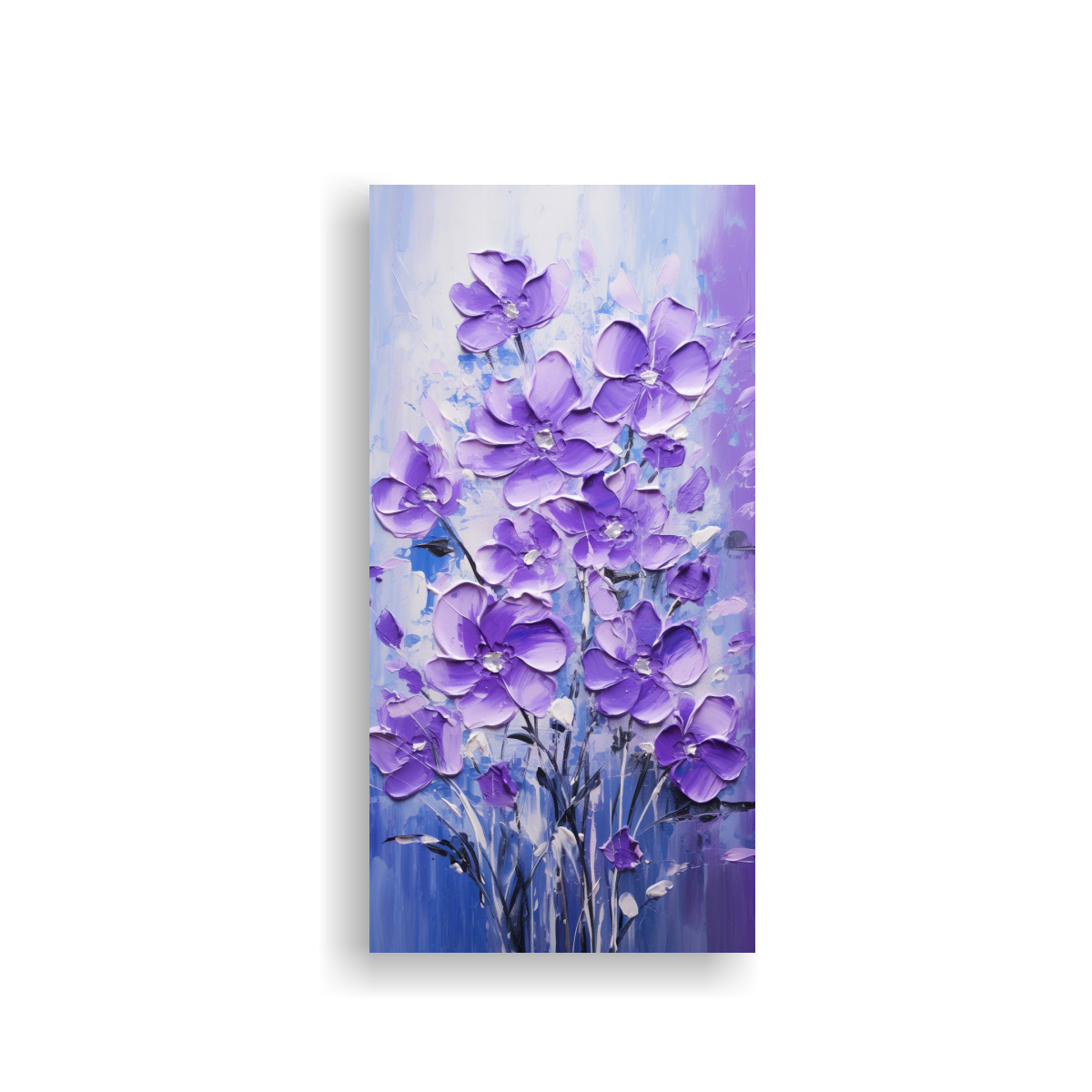 CUADRO DE DISEÑO VISUAL MORADO Y PLATA CON 70X140 CM - 1