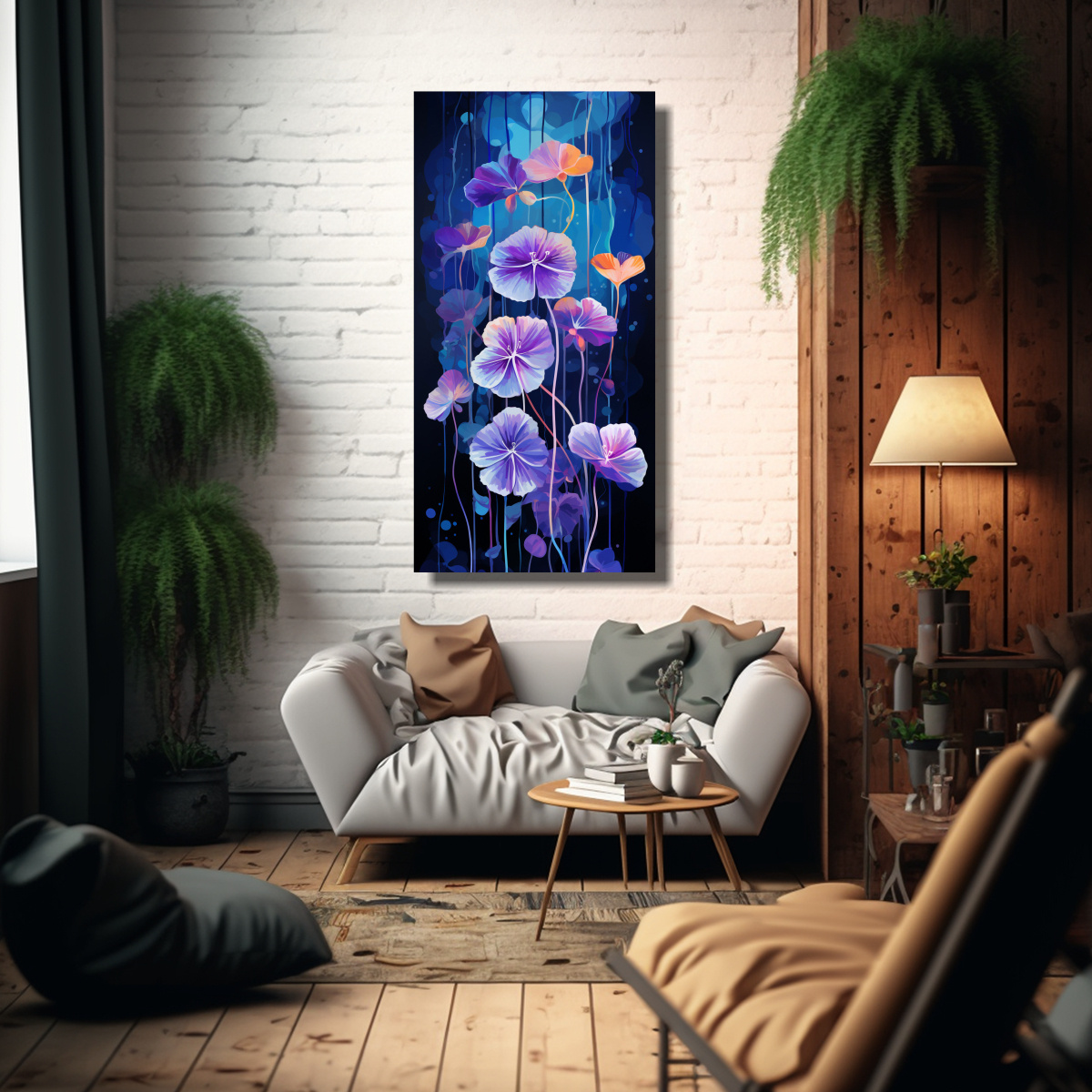 PINTURA LIENZO NASTURTIUM EN PÚRPURA CON HIERBAS 40X80 CM - 2