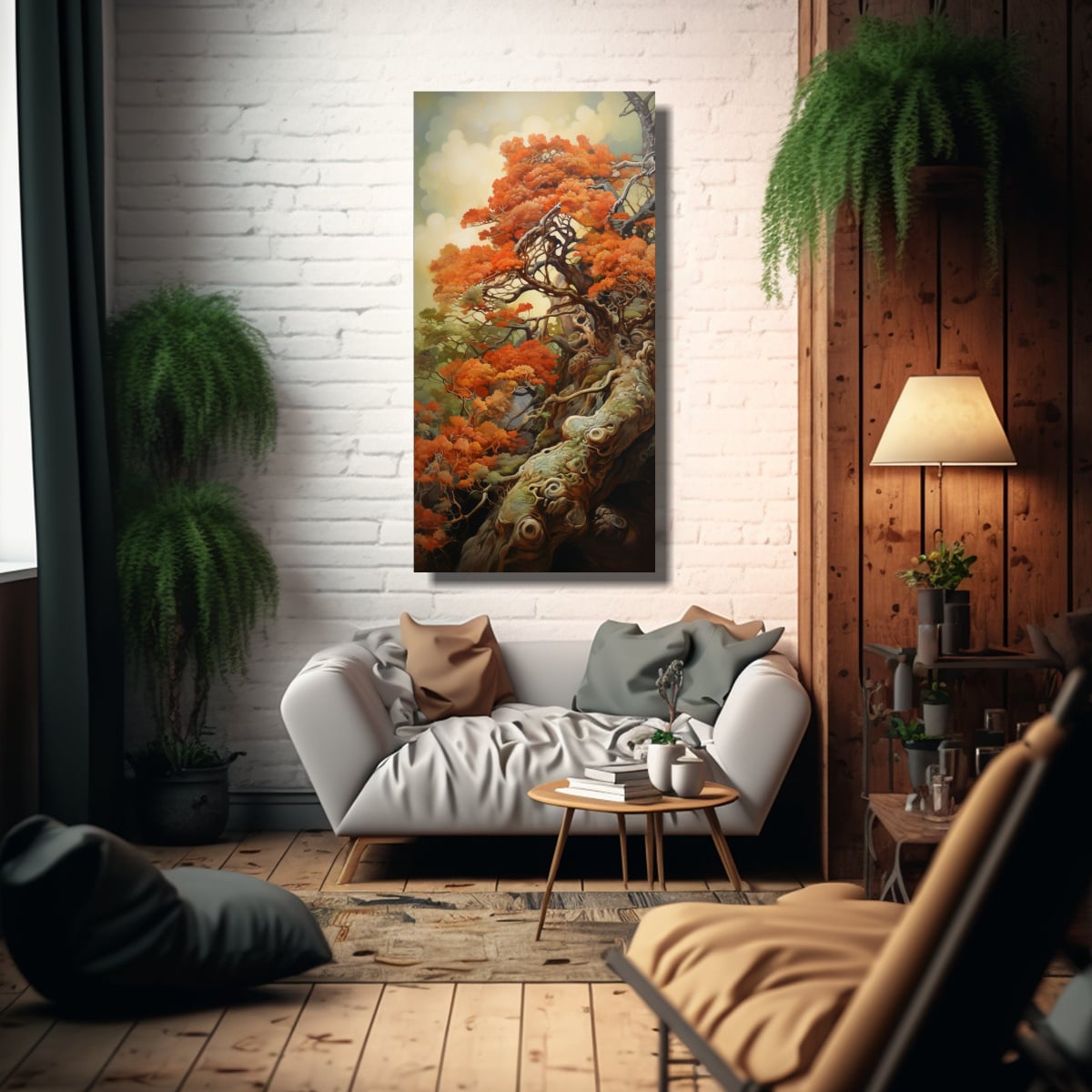 PINTURA ABSTRACTA DE ÁRBOL DE ARBUTUS EN ESTILO 60X120 CM - 2