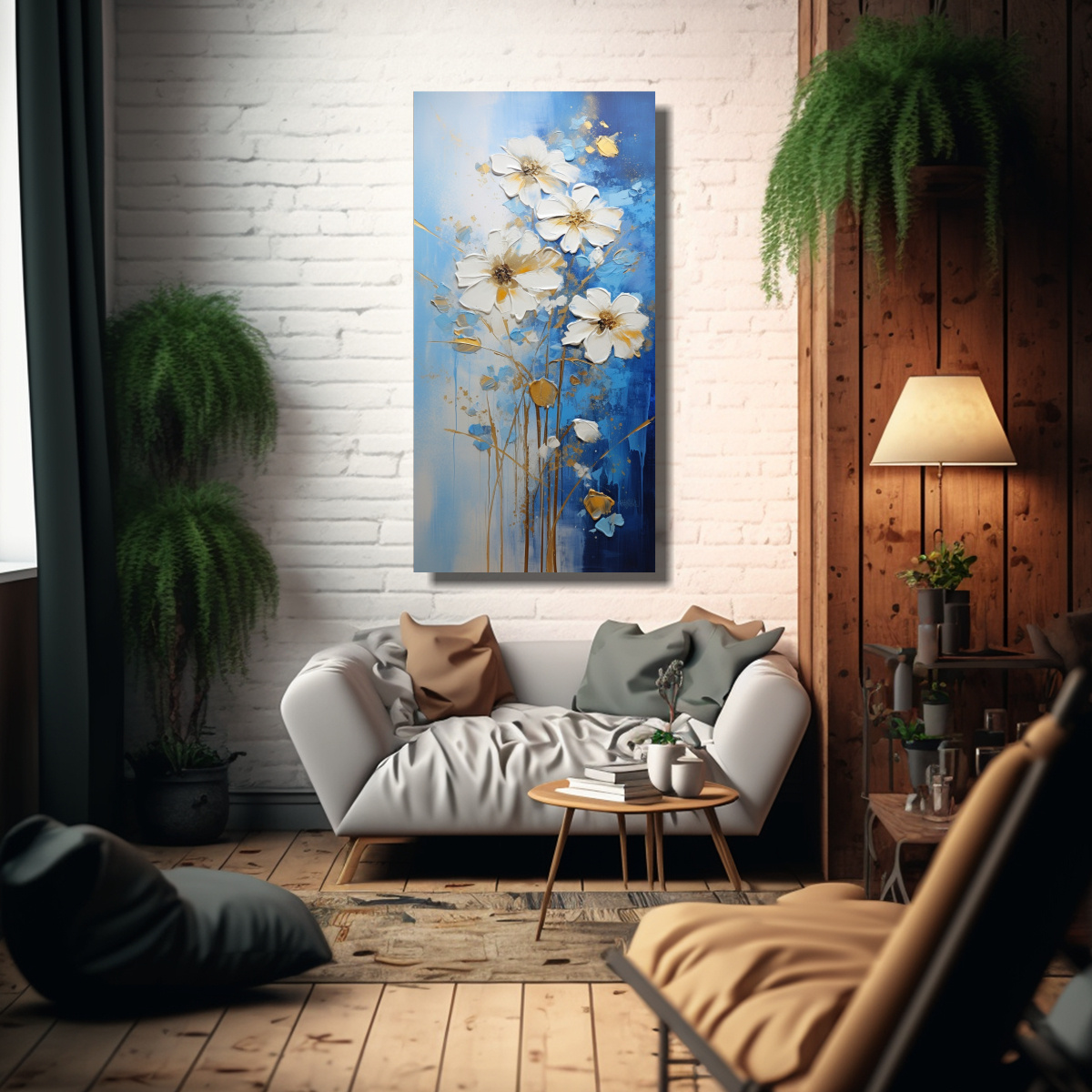 PINTURA MURAL CONCEPTUAL EN LIENZO DE FLORES EN 20X40 CM - 2