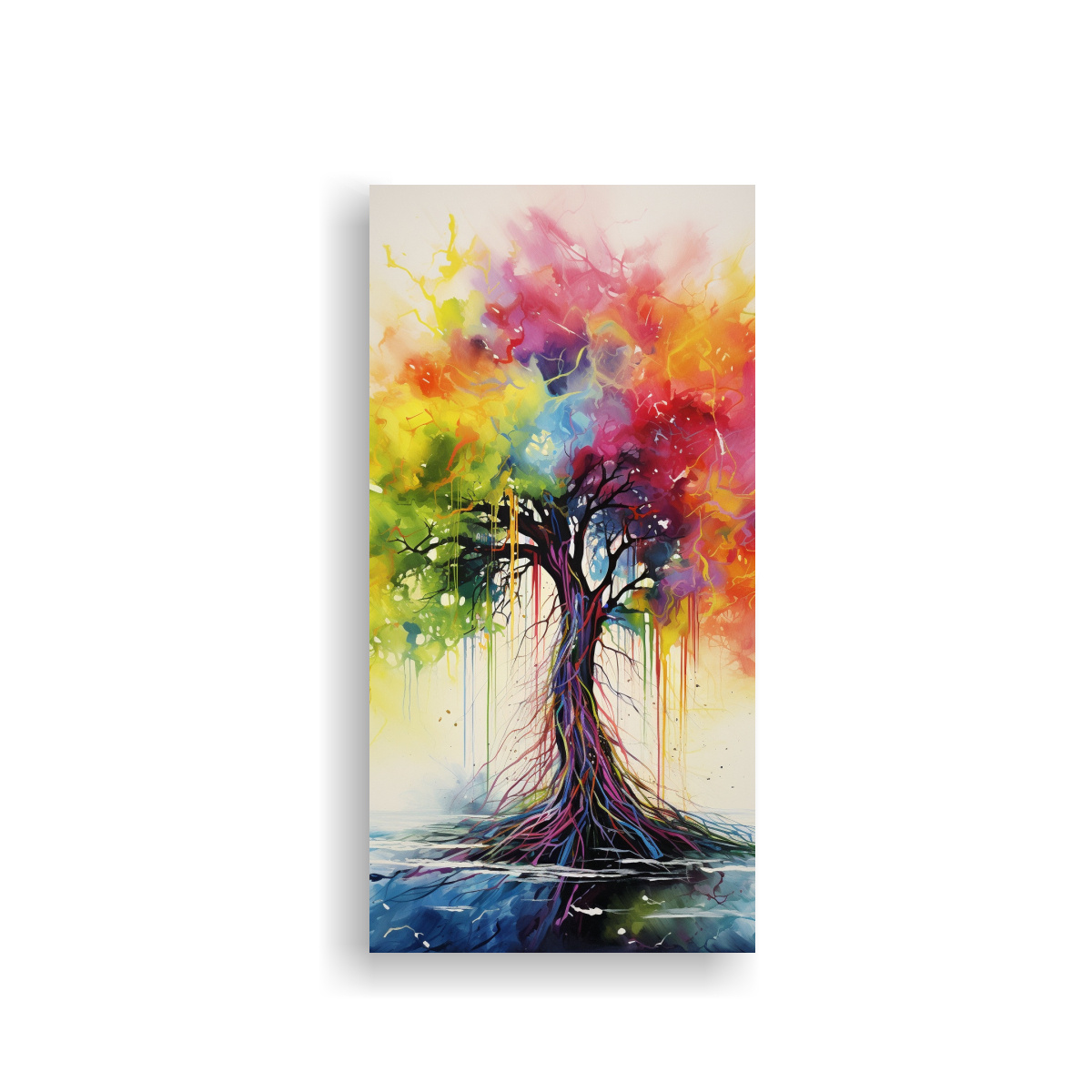 PINTURA ABSTRACTA EN ACUARELA EN BASTIDOR, 50X100 CM - 1