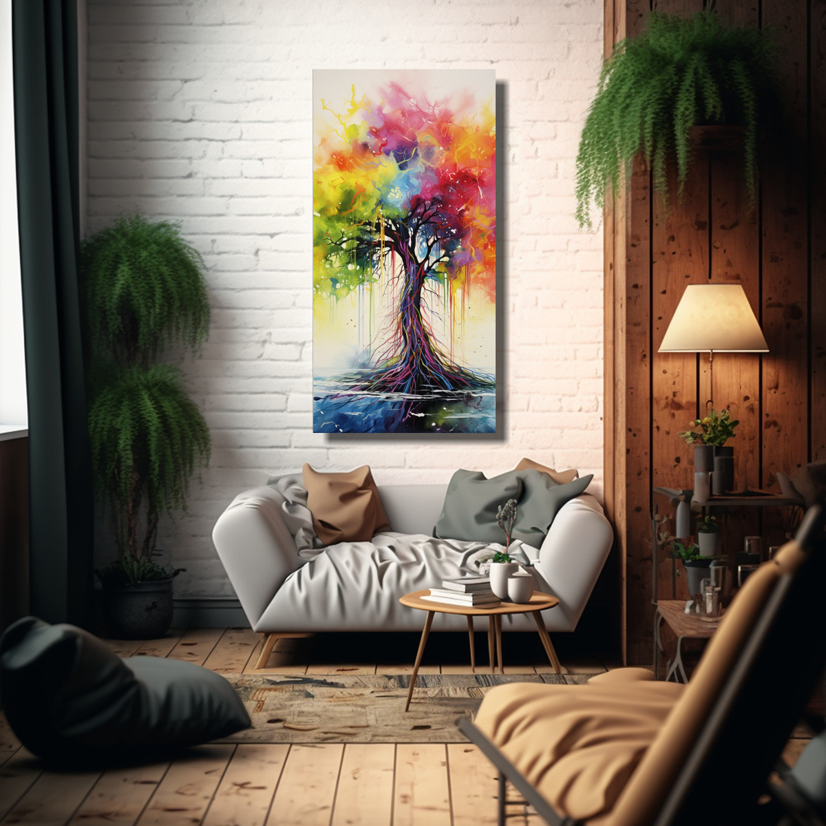 PINTURA ABSTRACTA EN ACUARELA EN BASTIDOR, 50X100 CM - 2