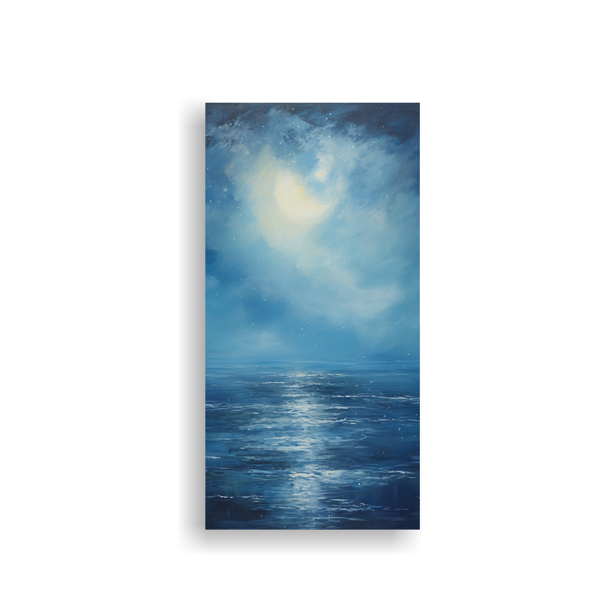 PINTURA DECORATIVA EXCLUSIVA DE UN MAR ILUMINADO 20X40 CM - 1
