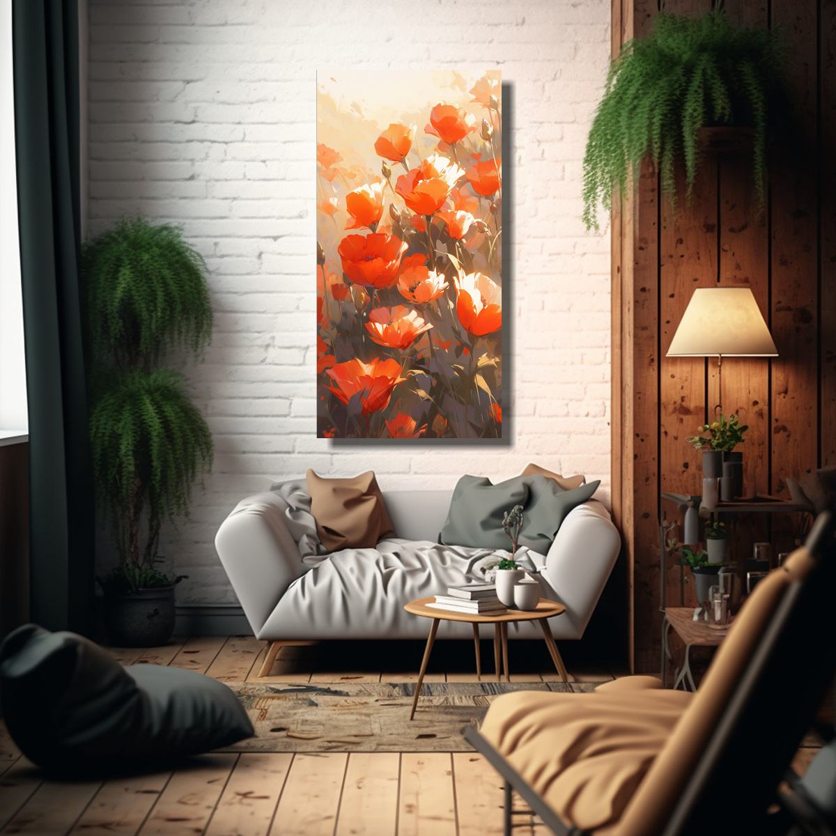 PINTURA AL ÓLEO EN LIENZO DE FLORES EN COLORES 40X80 CM - 2