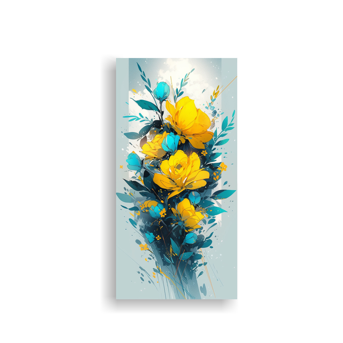 CUADRO MODERNO LUMINOSIDAD AMARILLO Y TURQUESA 20X40 CM - 1