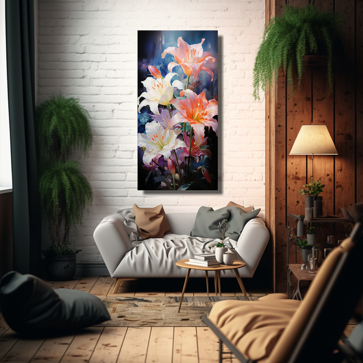 PINTURA ABSTRACTA ACUARELA LIRIOS LUMINOSIDAD 50X100 CM - 2