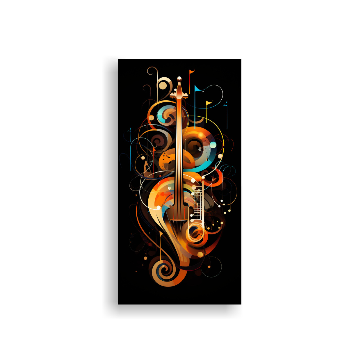PINTURA DECORATIVA ABSTRACTA DE NOTAS MUSICALES 50X100 CM - 1