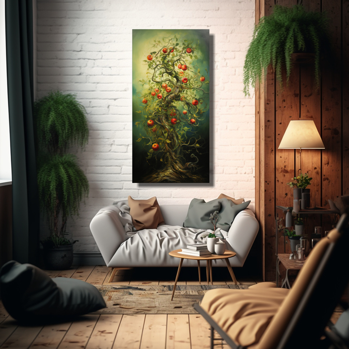PINTURA ABSTRACTA DE UN MANZANO EN ALTA 60X120 CM - 2