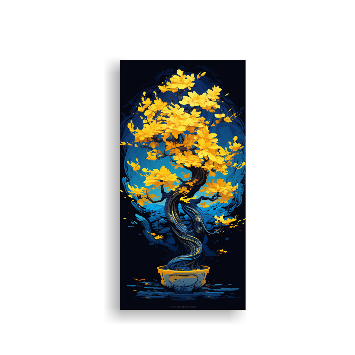 PINTURA DECORATIVA CUADRO BONSÁI EN AMARILLO Y 70X140 CM - 1