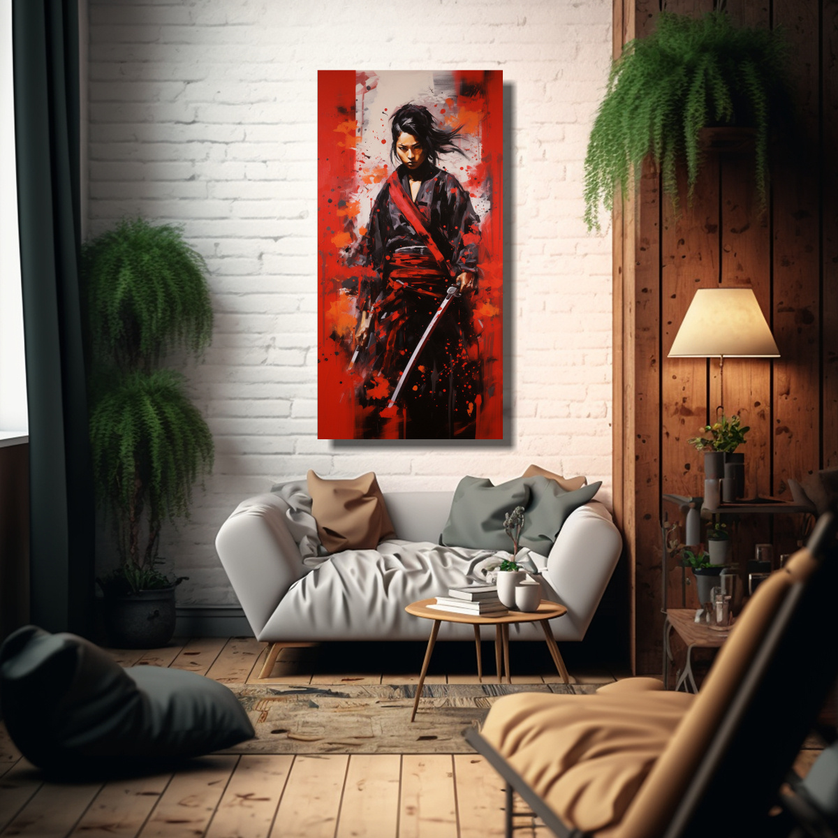 CUADRO SAMURAI HONOR Y CORAJE ARTE ABSTRACTO 70X140 CM - 2
