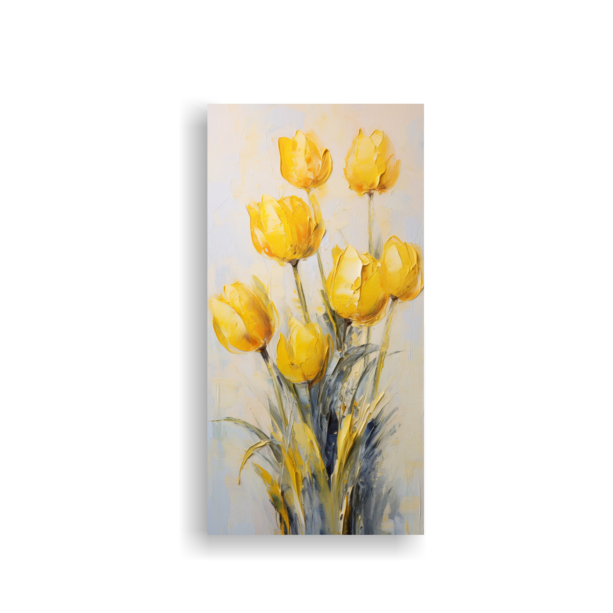 PINTURA VERTICAL AMARILLA DE TULIPANES EN LIENZO 20X40 CM - 1