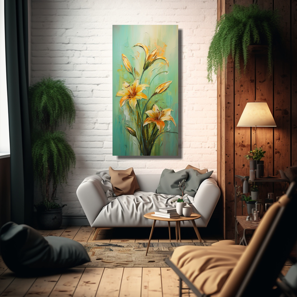 ARTE EN PERSPECTIVA: PINTURA FLORAL EN LIENZO EN 80X160 CM - 2