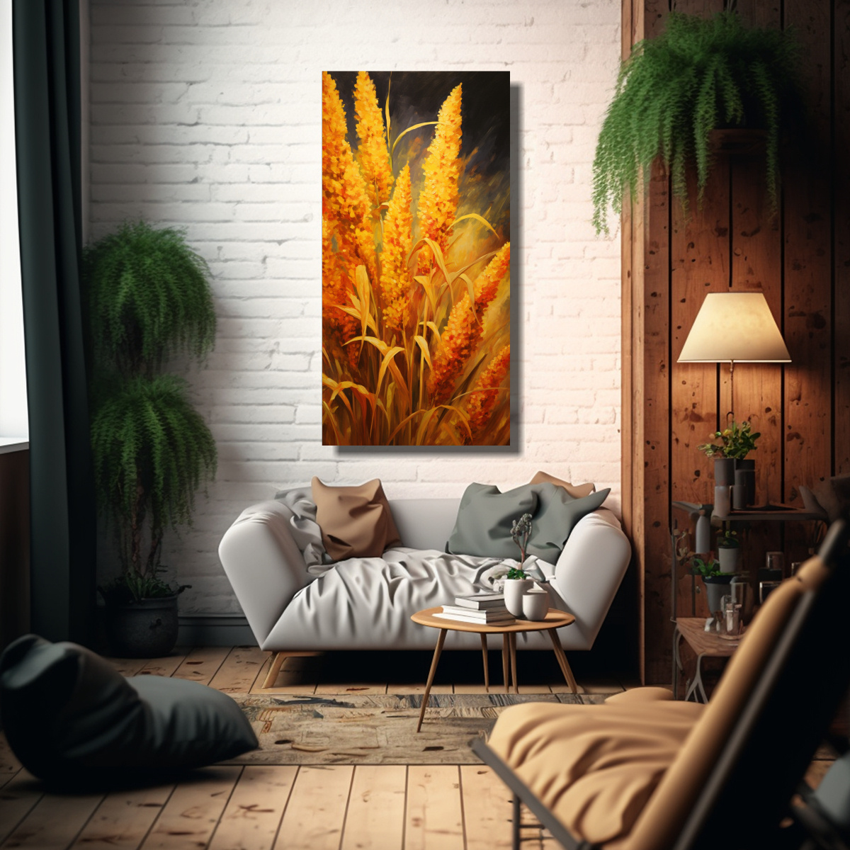 PINTURA ABSTRACTA DE GRANOS DE QUINOA EN TONOS 40X80 CM - 2