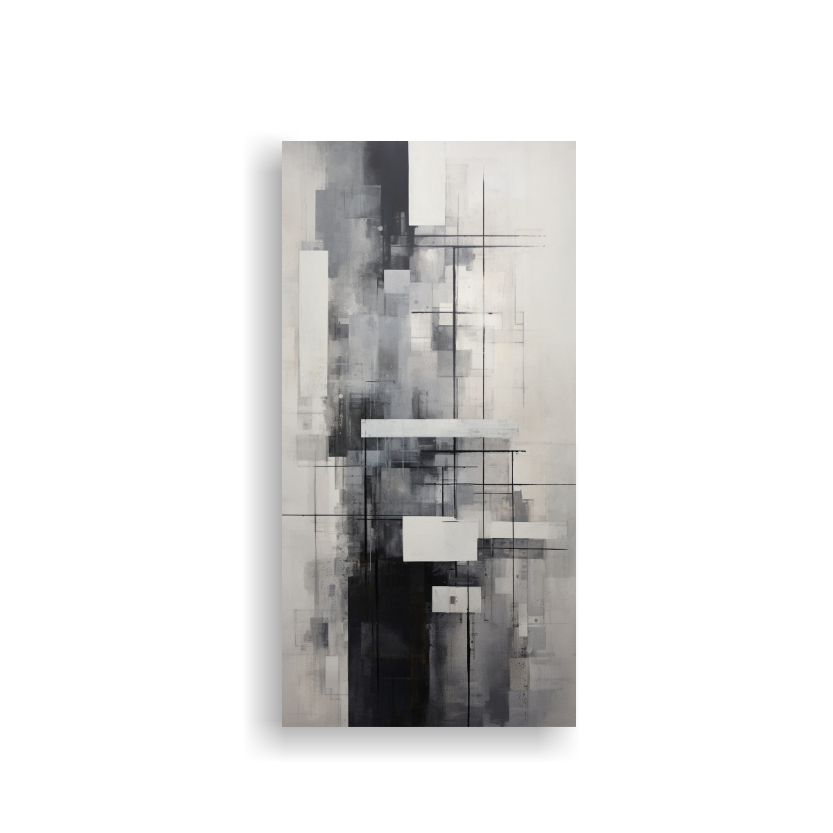LIENZO ABSTRACCIÓN GEOMÉTRICA FINAS LÍNEAS EN 20X40 CM - 1