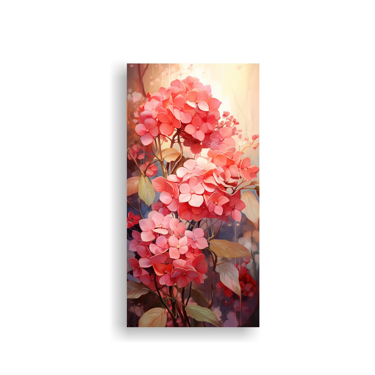 LIENZO ABSTRACTO HYDRANGEAS ROJO Y ORO GAMA DE 20X40 CM - 1