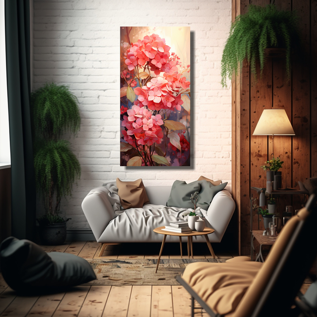 LIENZO ABSTRACTO HYDRANGEAS ROJO Y ORO GAMA DE 20X40 CM - 2