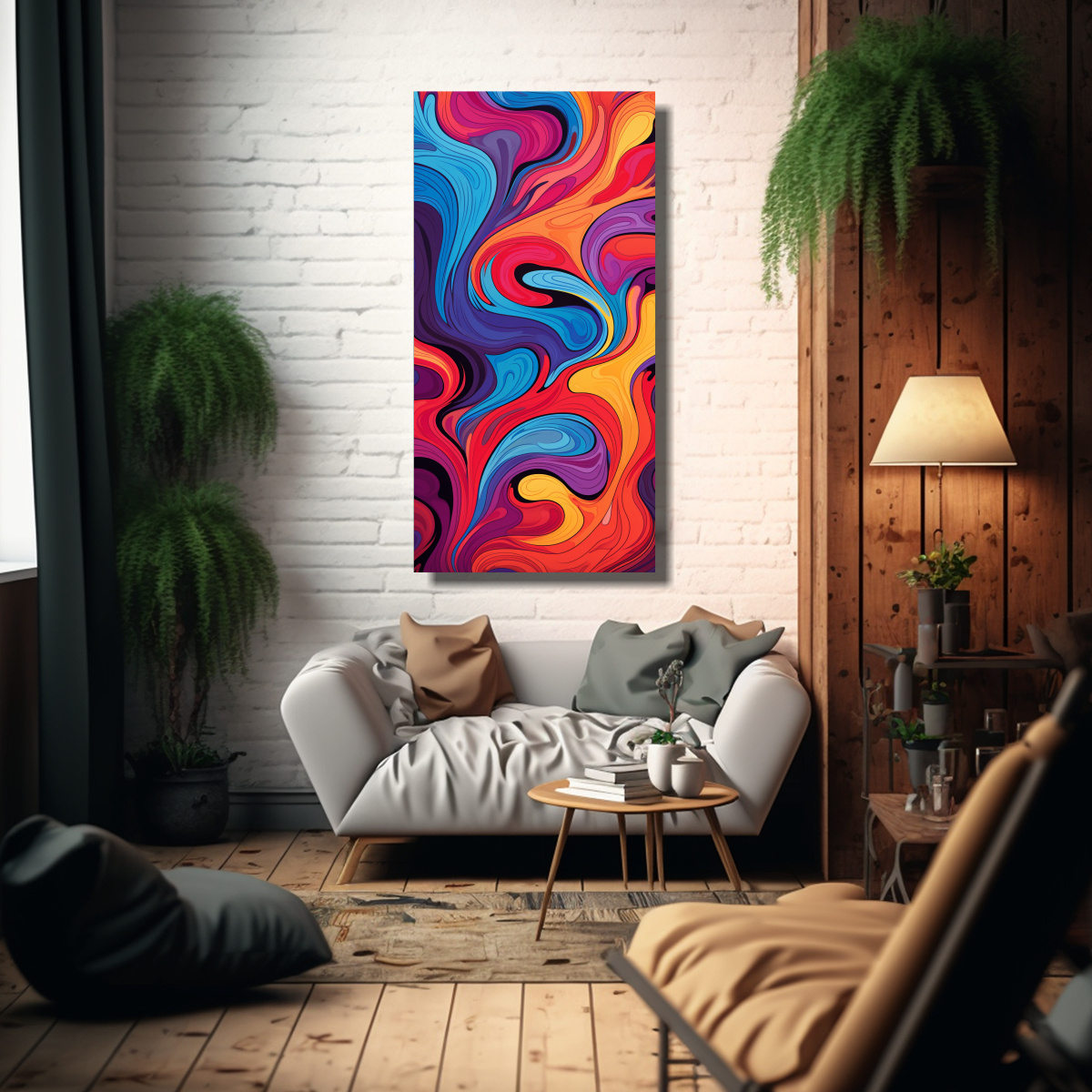CUADRO ABSTRACTO LUMINOSO PATRONES VIBRANTES EN 20X40 CM - 2