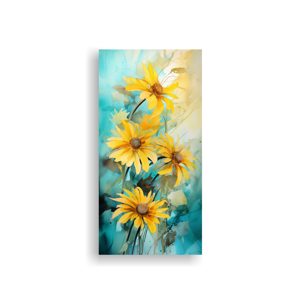 CUADRO MODERNO CON FLORES DE TOPINAMBUR EN 50X100 CM - 1