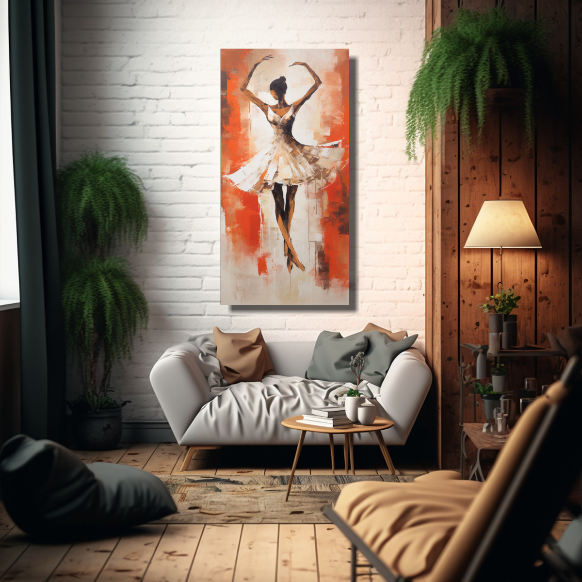 COMPOSICIÓN ABSTRACTA DE BAILARINA EN ESTILO 30X60 CM - 2