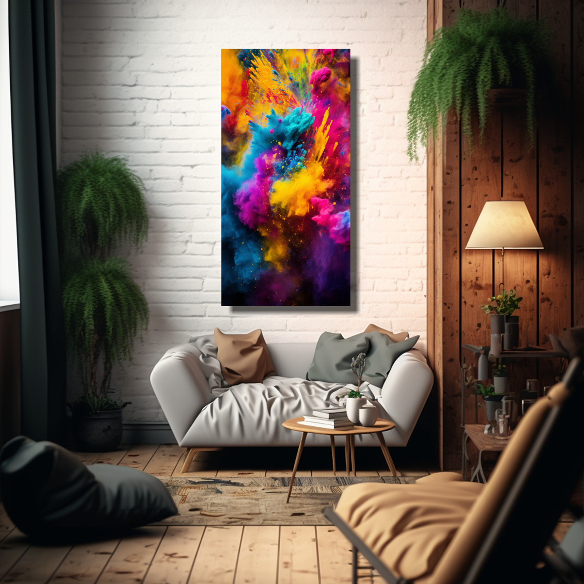 CUADRO VIBRANTES COLORES FESTIVOS EN ABSTRACTO 70X140 CM - 2