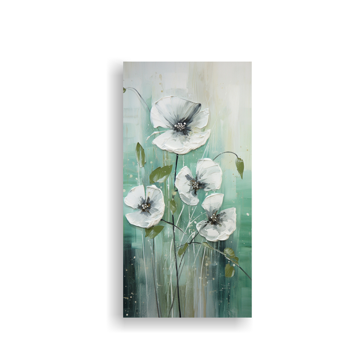 CUADRO CREATIVA ESCENARIO VERDE PLATA FLORES EN 60X120 CM - 1