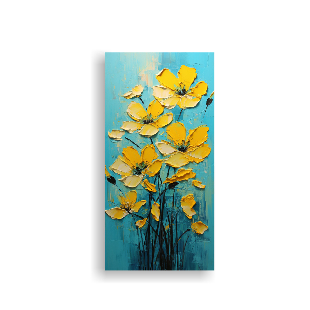 PINTURA LIENZO DETALLE FLORES AMARILLAS Y 80X160 CM - 1