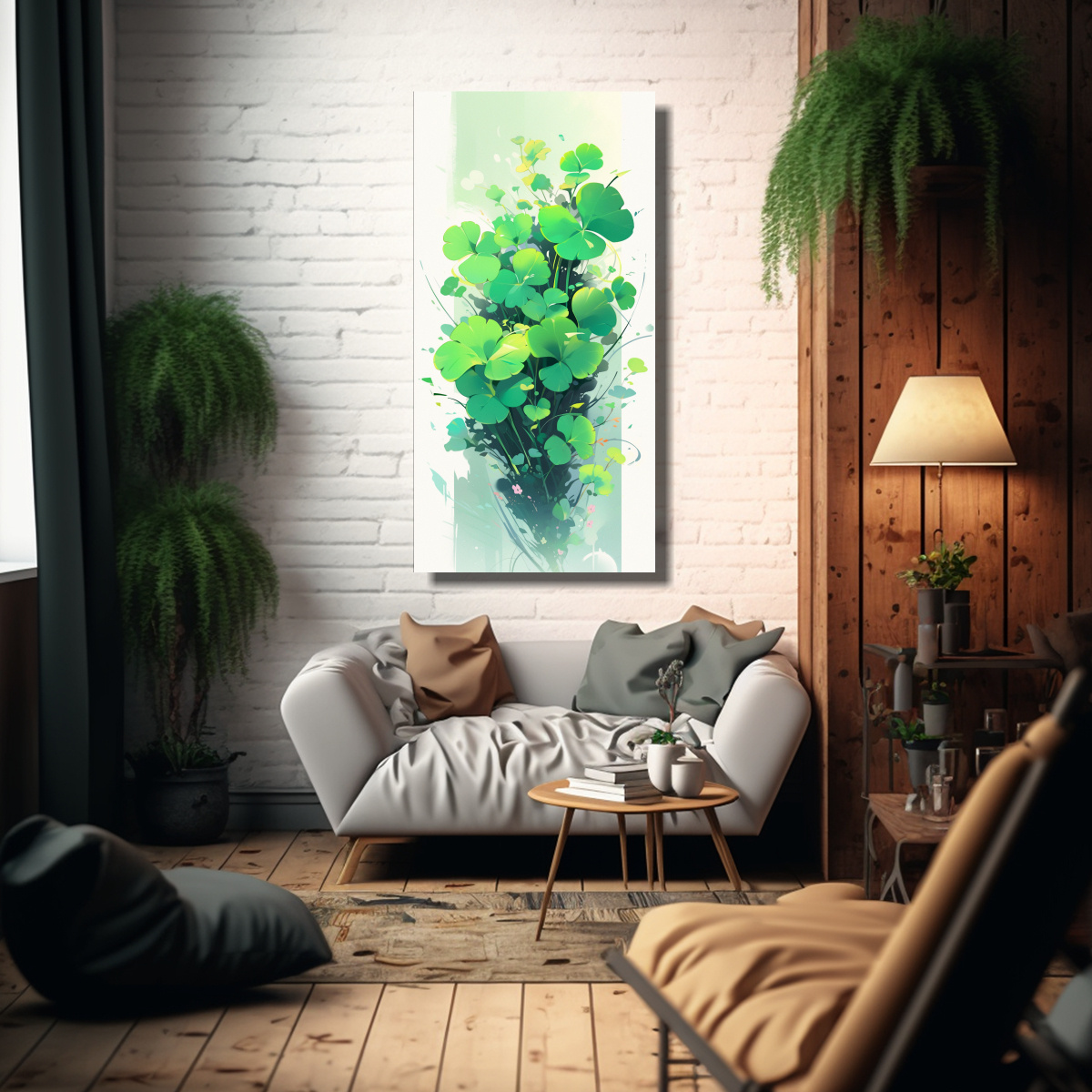 PINTURA DE PARED TEMA EQUILIBRIO COLORES VERDE 60X120 CM - 2
