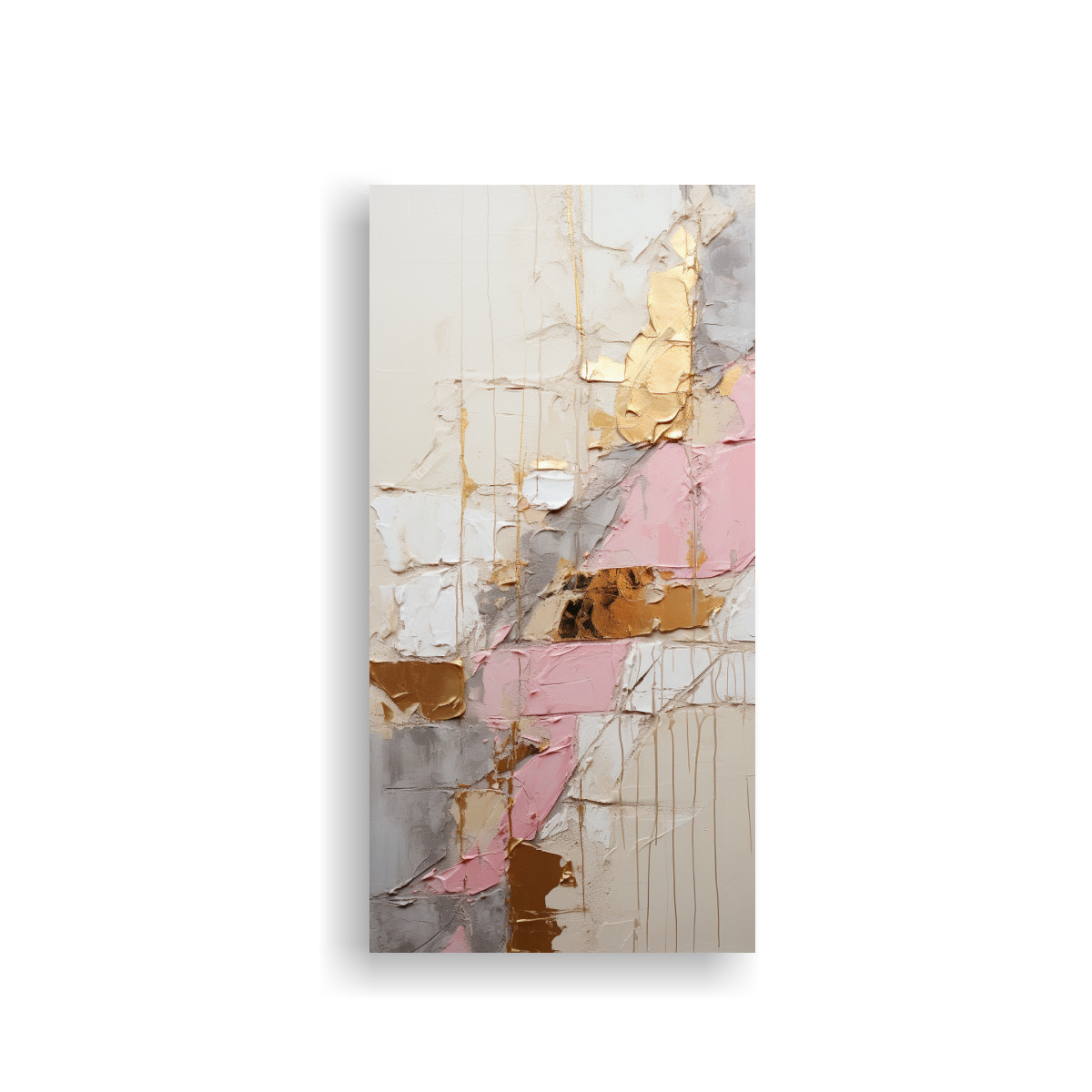 PINTURA ABSTRACTA DE ORO Y PLATA CON TEXTURA EN 40X80 CM - 1