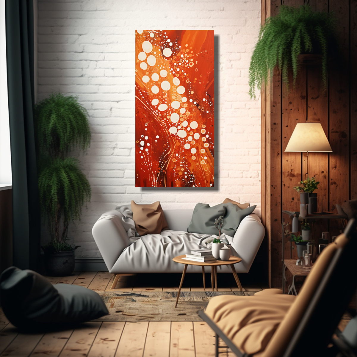 PINTURA DECORATIVA EN BASTIDOR DE ARTE ABSTRACTO 80X160 CM - 2