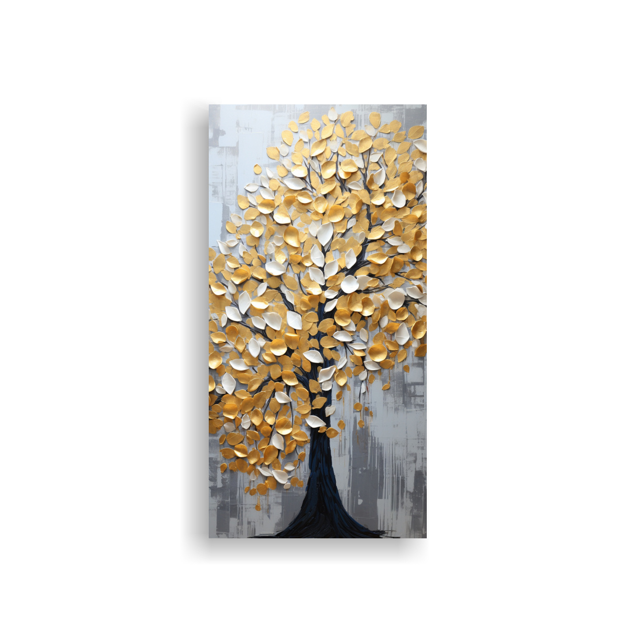DISEÑO OBRA MAESTRA ÁRBOL EN BLANCO Y AMARILLO 50X100 CM - 1