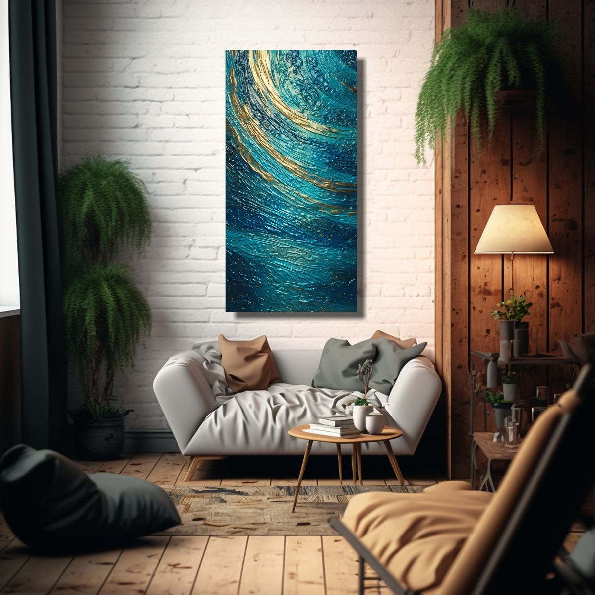 PINTURA DECORATIVA ÚNICA ESTILO LUMINOSO DE 30X60 CM - 2
