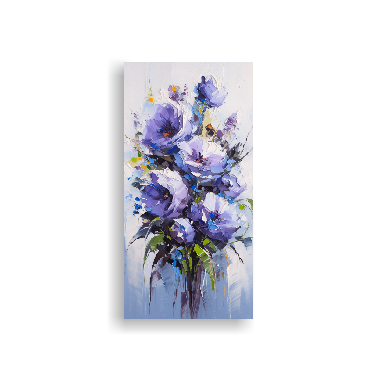 CUADRO FLORAL MORADO Y AZUL PARA DECORACIÓN DE 30X60 CM - 1