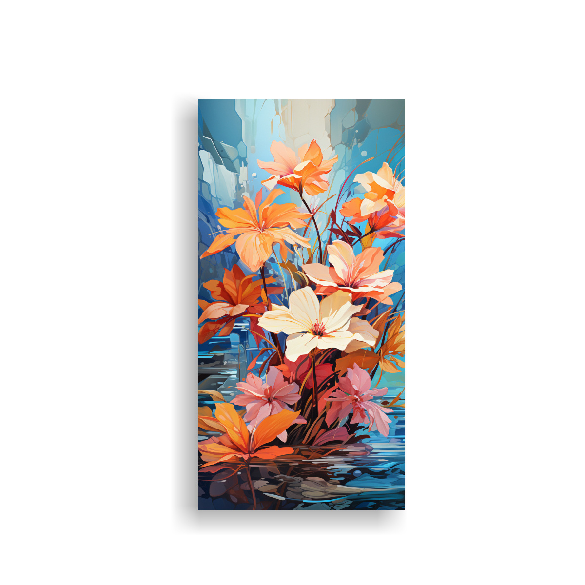 PINTURA MINIMALISTA VERTICAL DE HOJAS DE BAMBÚ 70X140 CM - 1