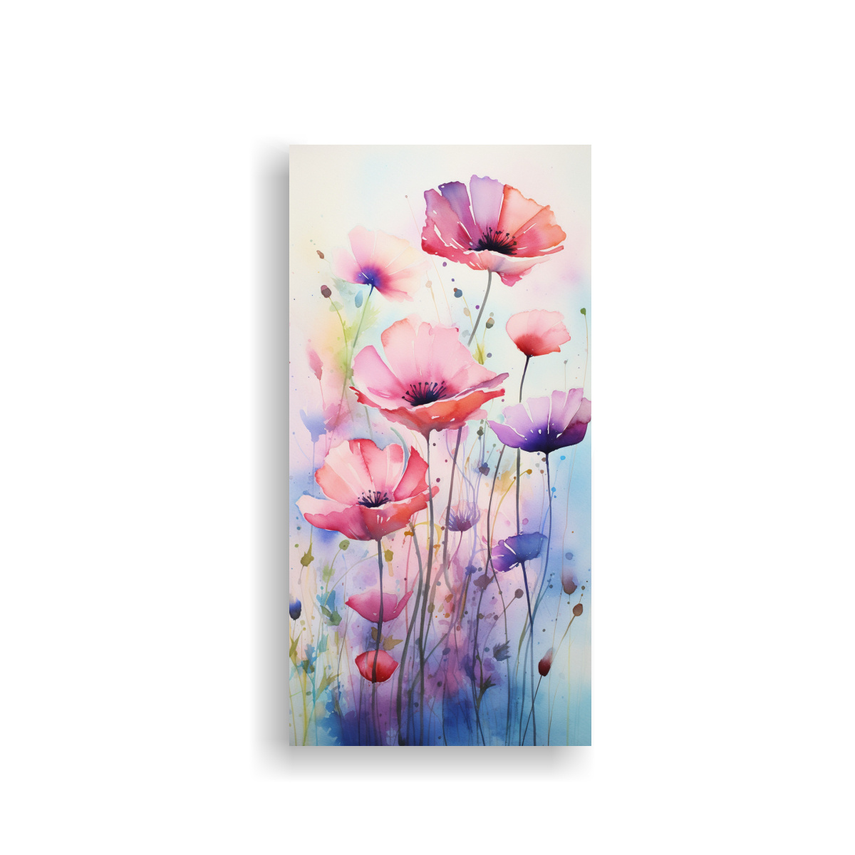 PINTURA EN ACUARELA DE FLORES EN LIENZO AL ESTILO 50X100 CM - 1