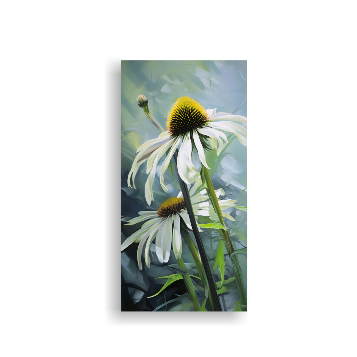 CUADRO ABSTRACTO DE FLORES DE CONEFLOWER CON 30X60 CM - 1