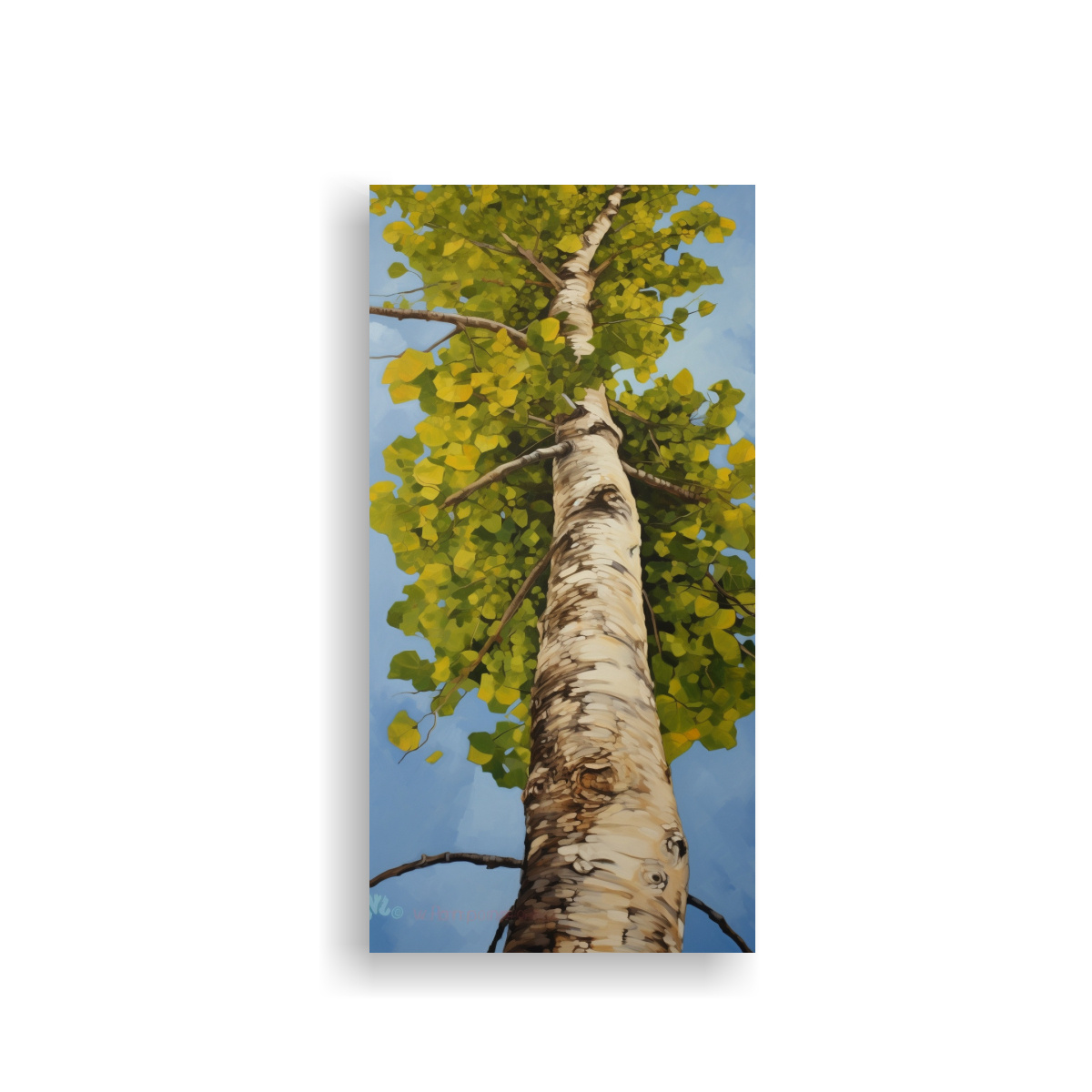 PINTURA ABSTRACTA DE UN ÁRBOL DE ÁLAMO POPULAR 70X140 CM - 1