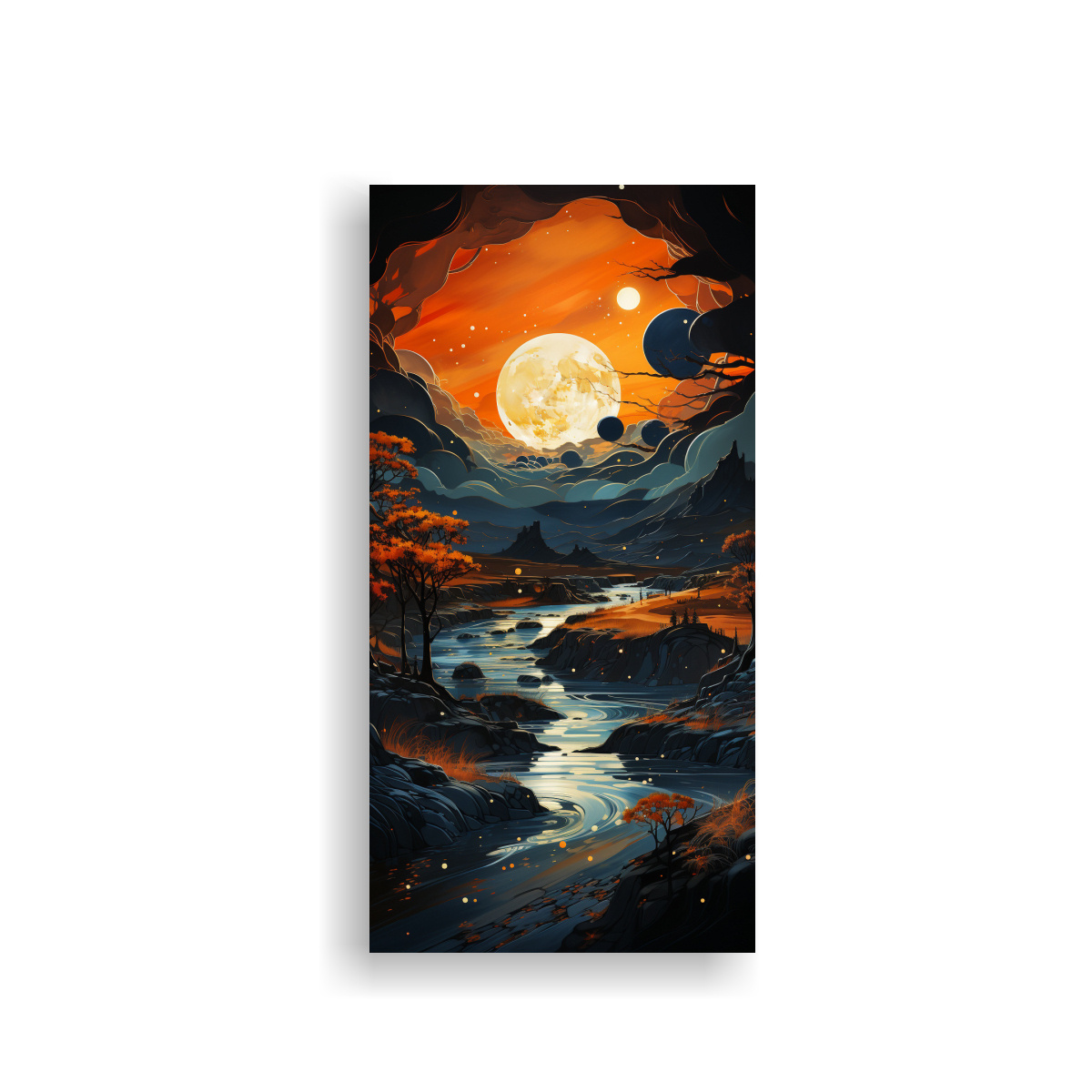 LIENZO DECORACIÓN PINTURA DE PAISAJE CON LUNA Y 40X80 CM - 1
