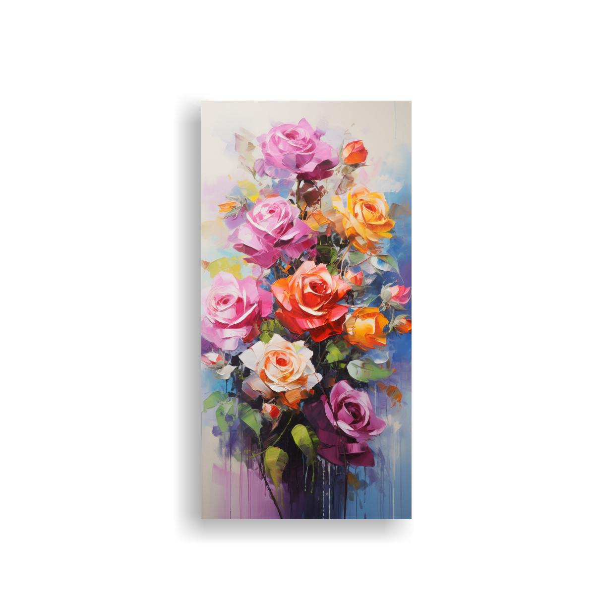 PINTURA VINTAGE DE ROSAS EN LIENZO DE ALTA 30X60 CM - 1