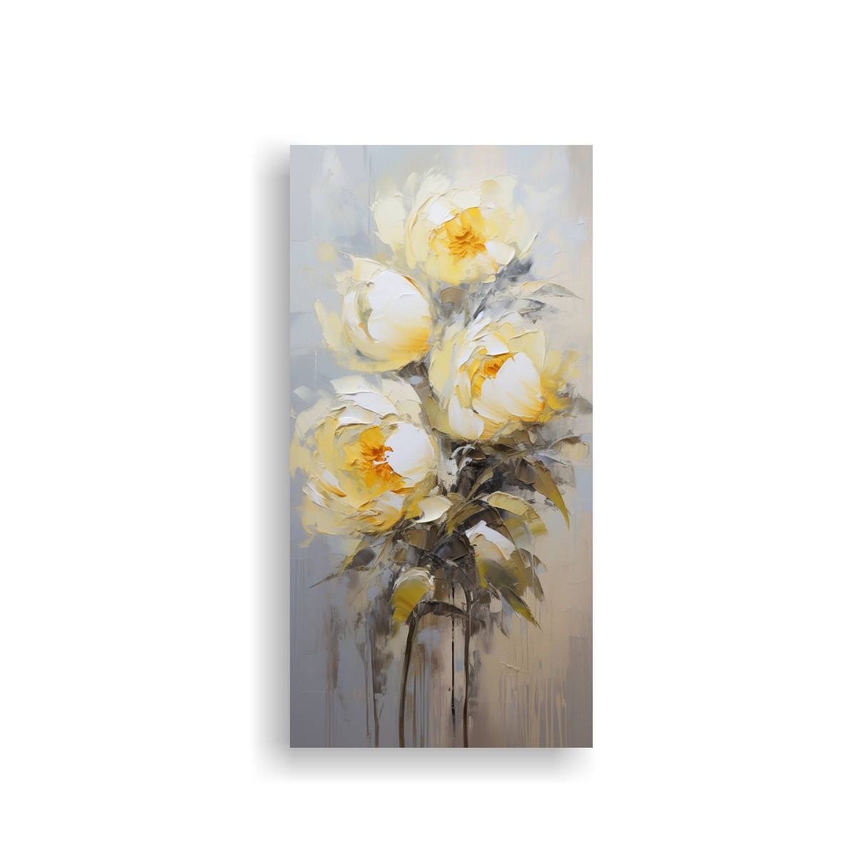 CUADRO LIENZO EXPRESIVIDAD FLORES AMARILLAS 40X80 CM - 1