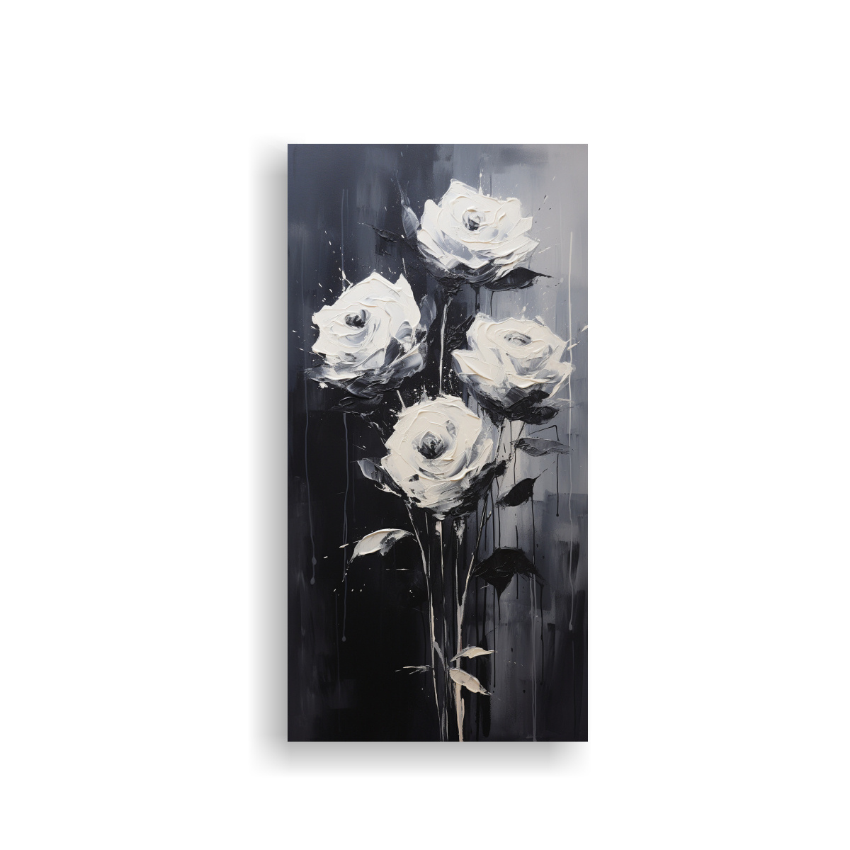 LIENZO DE TELA CON MOTIVO DE ROSAS NEGRAS ESTILO 70X140 CM - 1