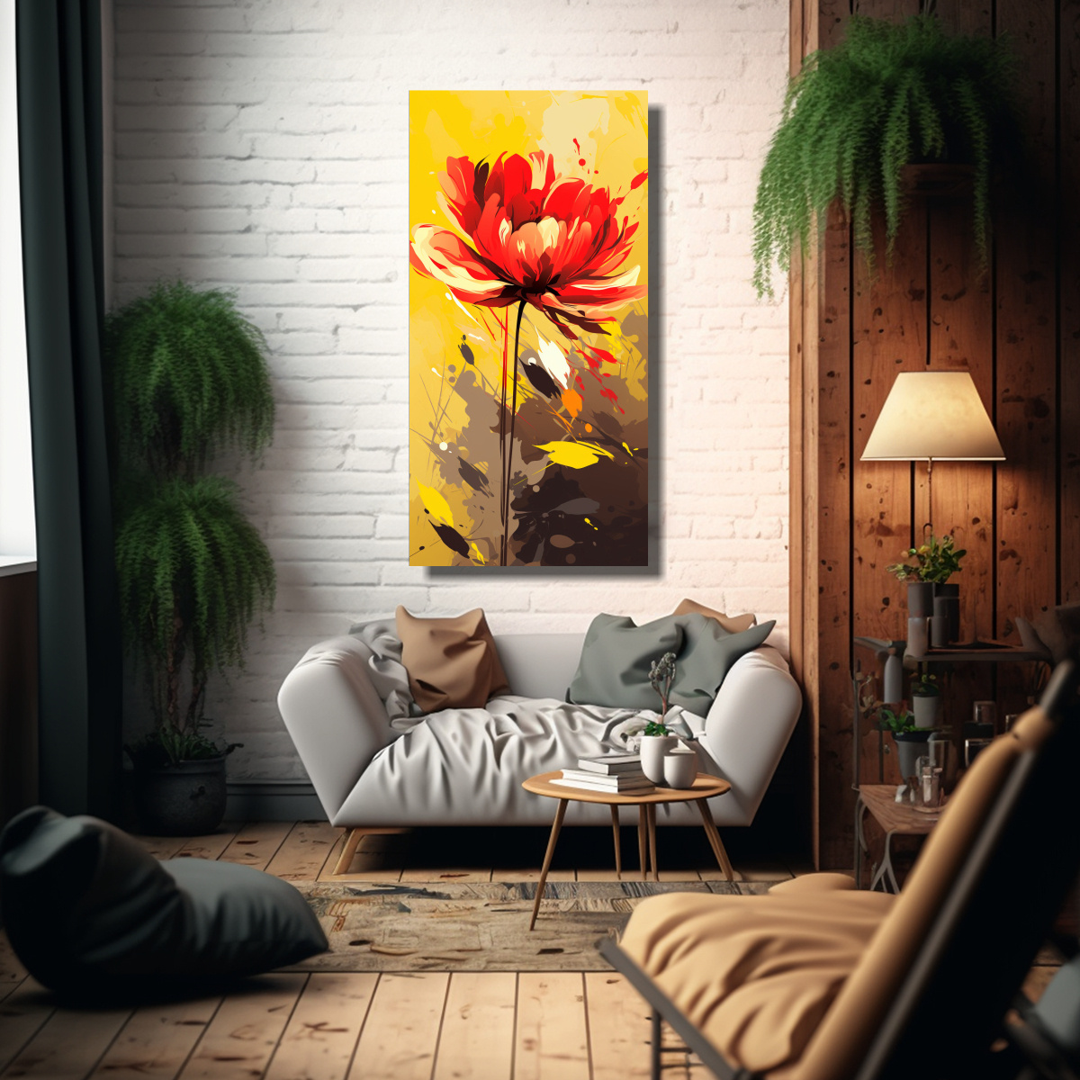 FORMA BASTIDOR DE MADERA DE ARTE AMARILLO Y ROJO 20X40 CM - 2