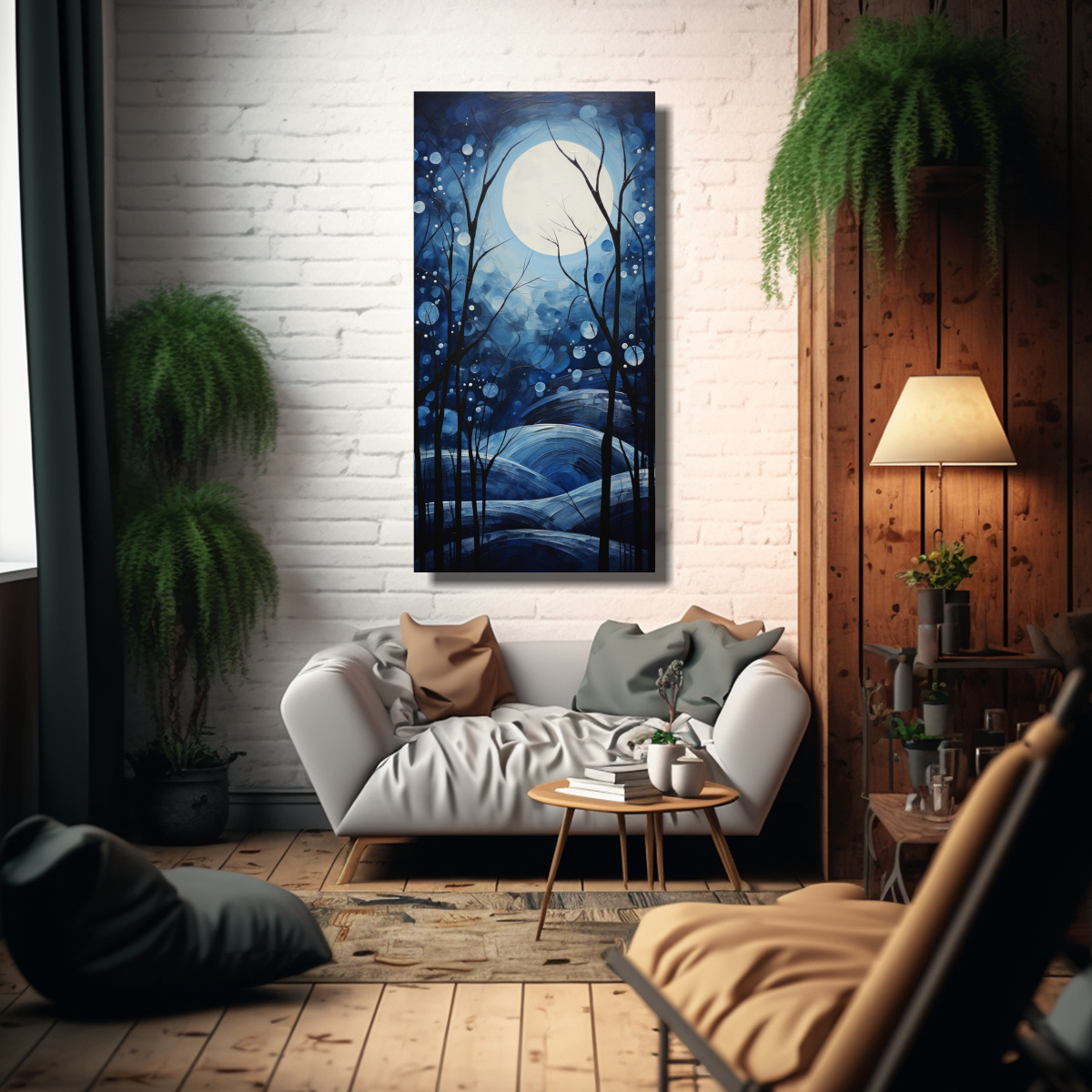 PINTURA DECORATIVA DE COMPOSICIÓN SIMÉTRICA DE 50X100 CM - 2