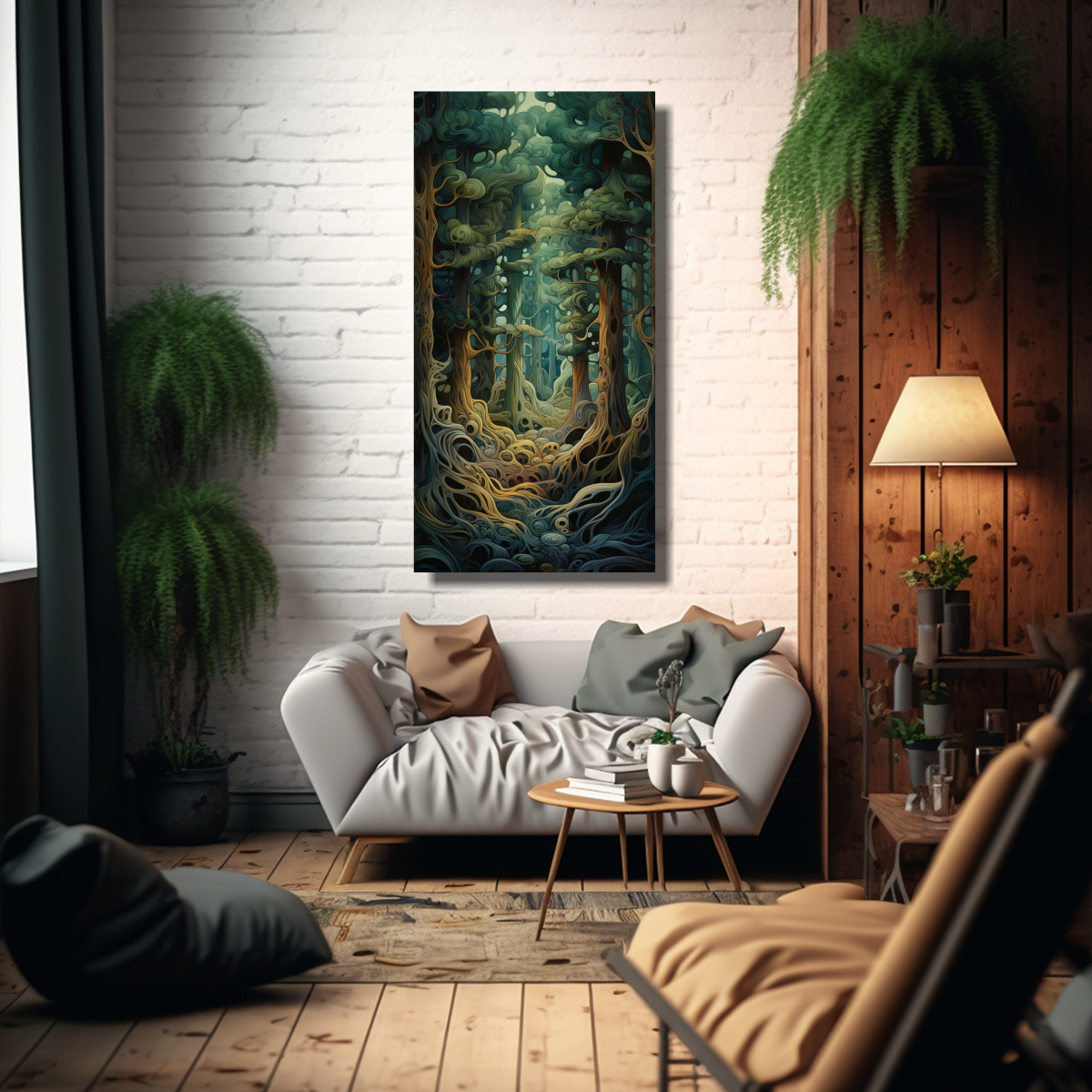 PINTURA DECORATIVA DE ARTE ABSTRACCIÓN MURAL 70X140 CM - 2