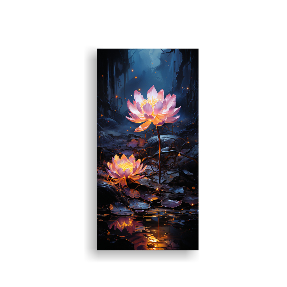 PINTURA LIENZO ACUARELA LOTUS NEGRO BRILLANTE EN 70X140 CM - 1