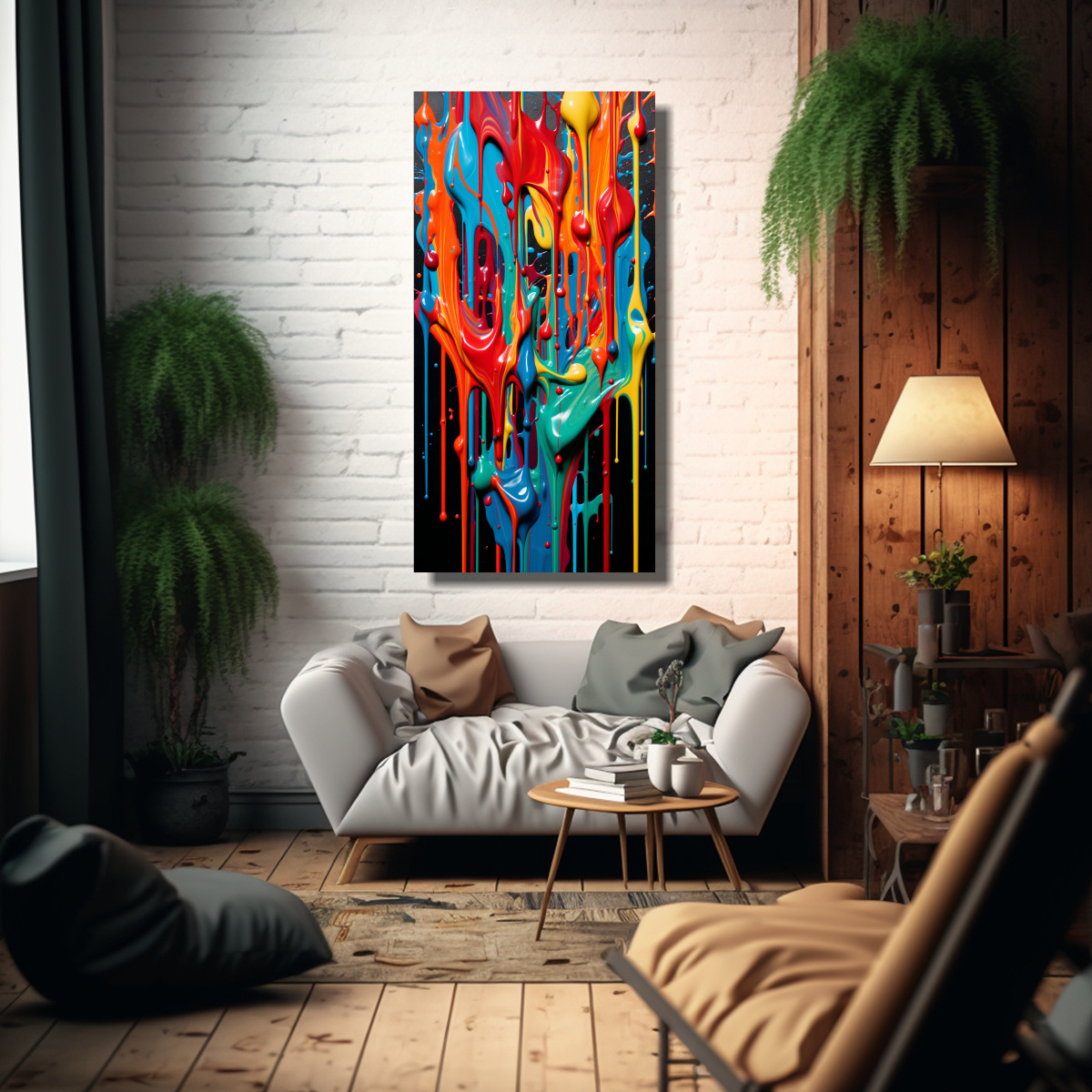 PINTURA ABSTRACTA EN BASTIDOR ESTILO 30X60 CM - 2