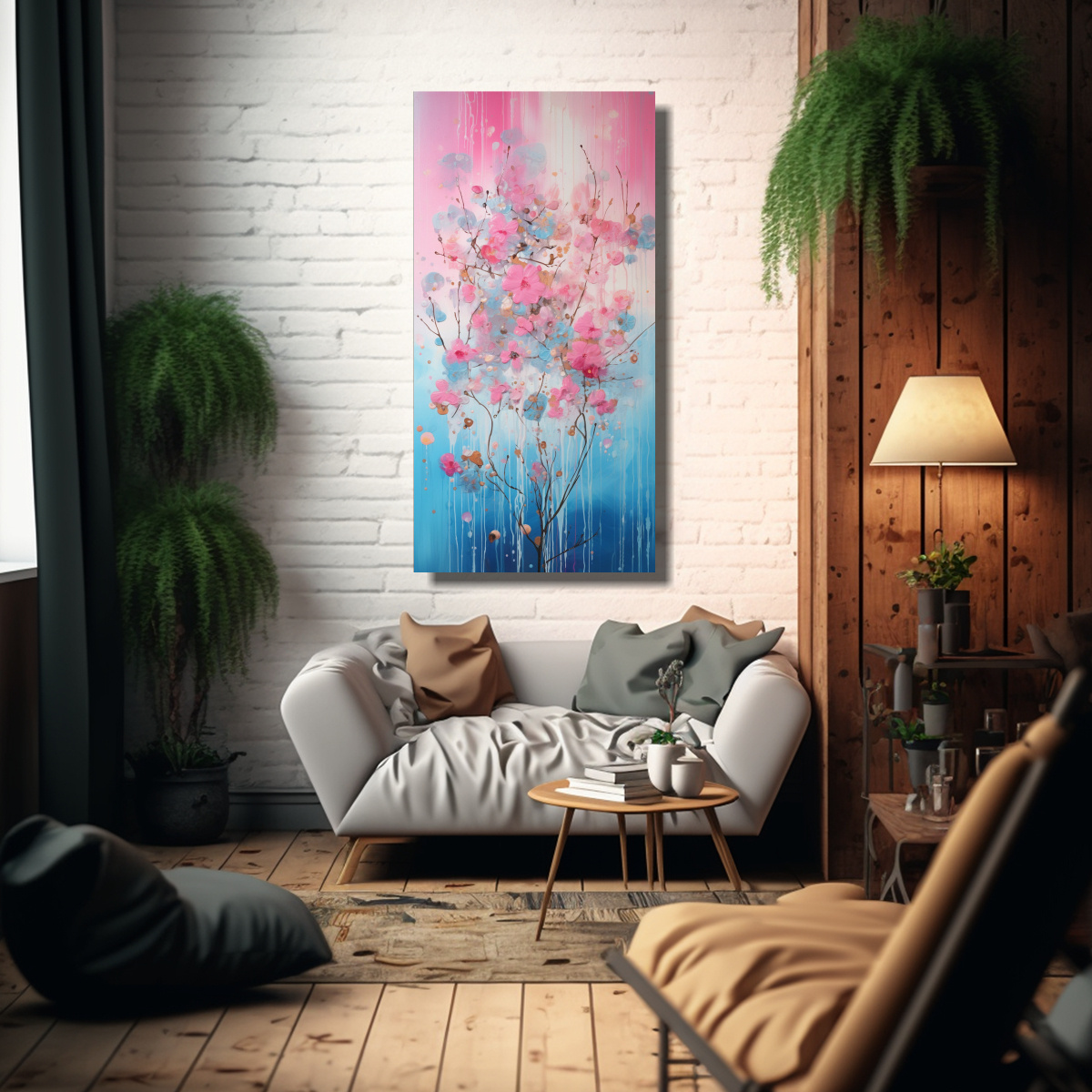 PINTURA VANGUARDIA REFLEJO ROSA ORO ESTILO 60X120 CM - 2