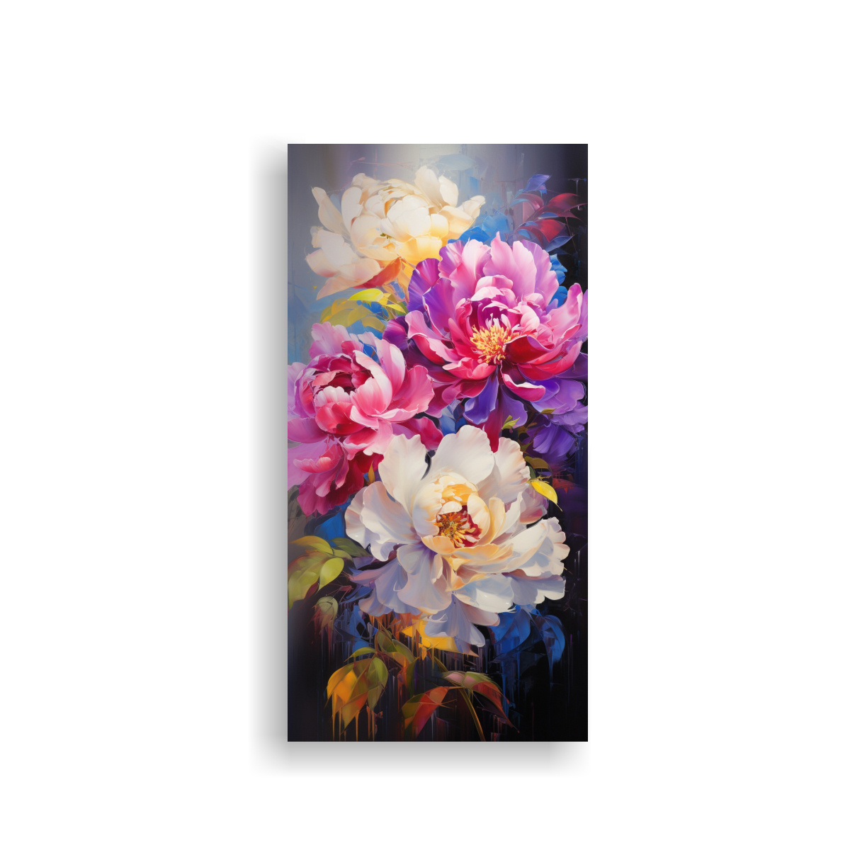 CUADRO COLORES VIBRANTES CON PEONÍAS EN LIENZO 30X60 CM - 1
