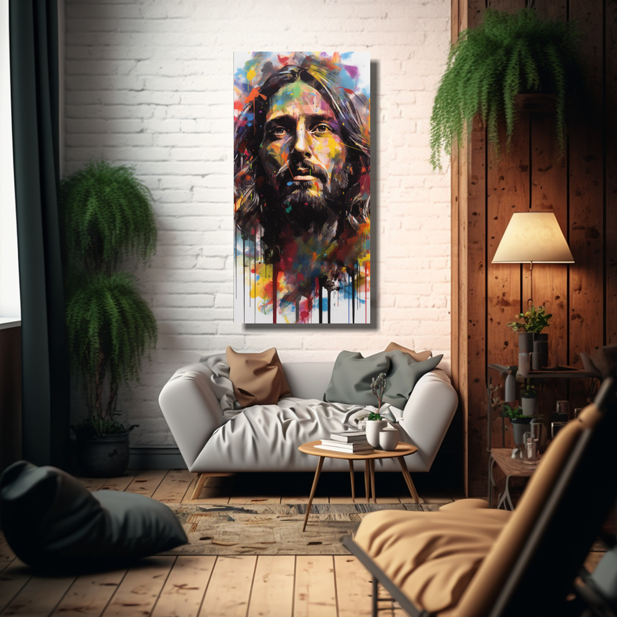 CUADRO ABSTRACTO DE JESUCRISTO CON SIMETRÍA 40X80 CM - 2
