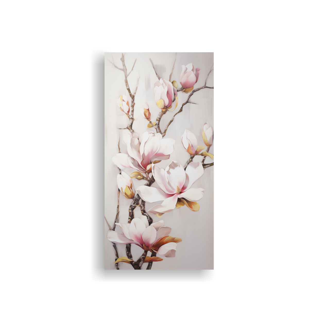 PINTURA ABSTRACTA DE MAGNOLIAS FLORES CON 70X140 CM - 1