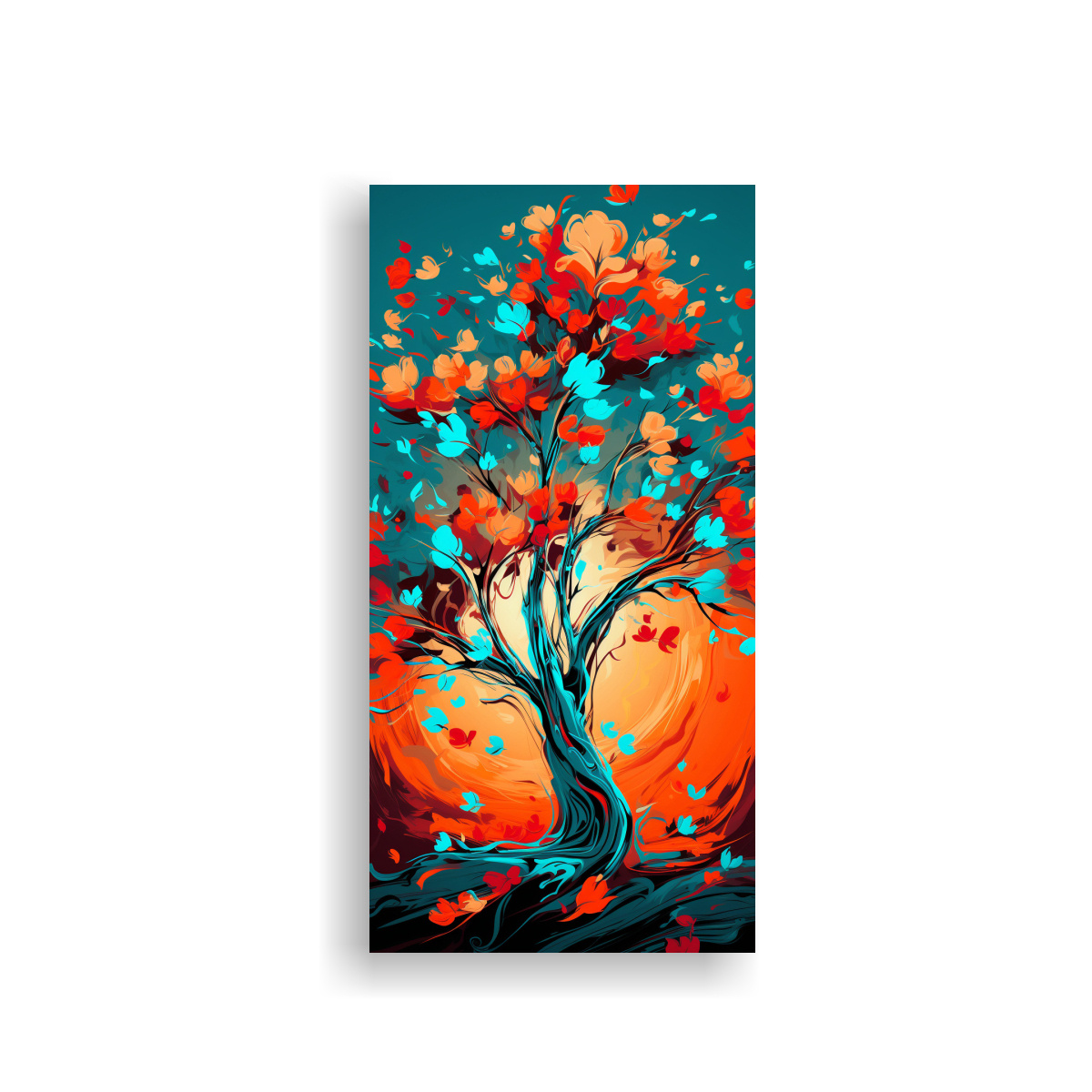 CUADRO ESCENARIO LIENZO HERMOSO UN ÁRBOL NARANJA 60X120 CM - 1